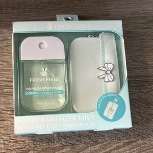 Coconut Vanilla Hand Sanitizer Mist with Holder - White and Green